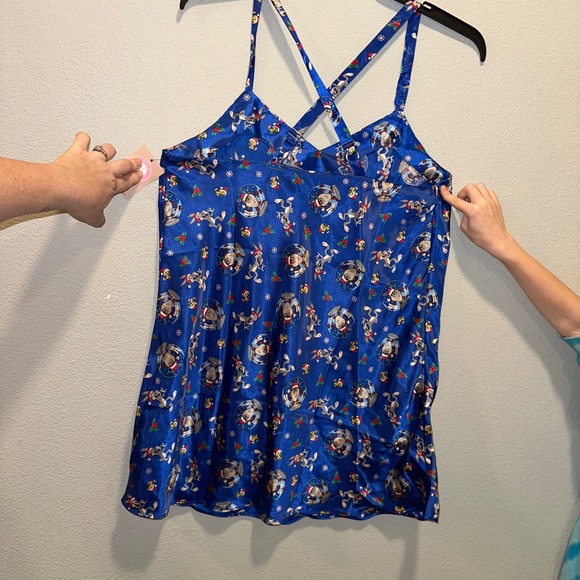 Looney Tunes Classic Collection Blue Holiday Sleep Dress Women's Size L - Picture 3 of 7